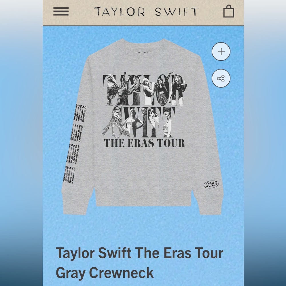 NWT Taylor Swift Eras Tour Grey Crewneck Sweater